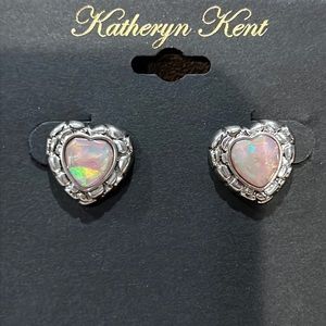 3/$18 Katheryn Kent Silver Hearts with Iridescent Center - New - Lot 364